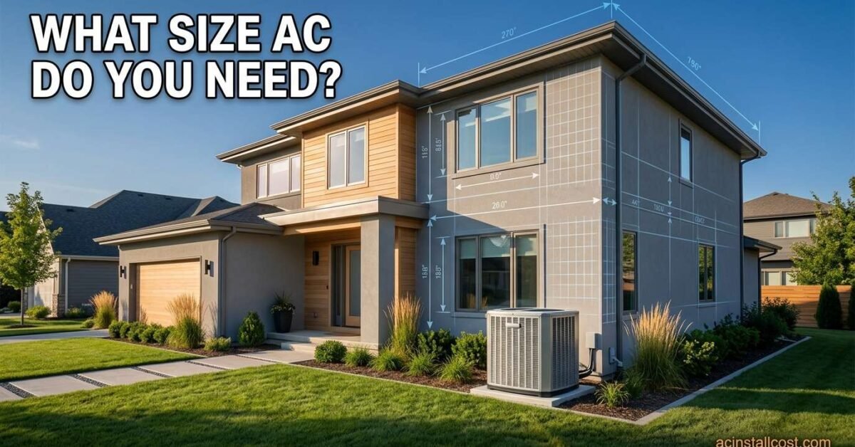 Modern home with central AC unit illustrating what size air conditioner you need